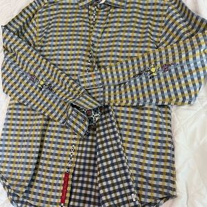 Men's  Robert Graham Shirt - Yellow and Gray